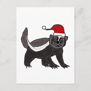 Cartes Pour Fêtes Annuelles Funny Honey Badger à Santa Hat