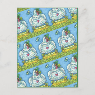CARTES POUR FÊTES ANNUELLES FUNNY IRISH HEN, OEUFS VERTS ET SHAMROCK CUIT