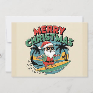 Cartes Pour Fêtes Annuelles Funny Joyeux Noël surf Père Noël vacances d'été
