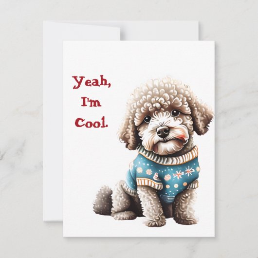 Cartes Pour Fêtes Annuelles Funny Lagotto Romagnolo dans le pull de Noël (Devant)