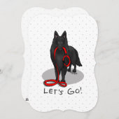 Cartes Pour Fêtes Annuelles Funny Let's Go! Walk Belgian Sheepdog (black 1) (Devant / Derrière)