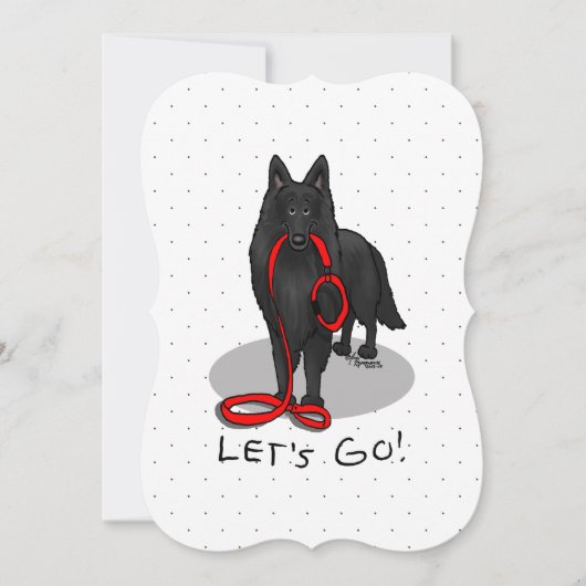 Cartes Pour Fêtes Annuelles Funny Let's Go! Walk Belgian Sheepdog (black 1) (Devant)