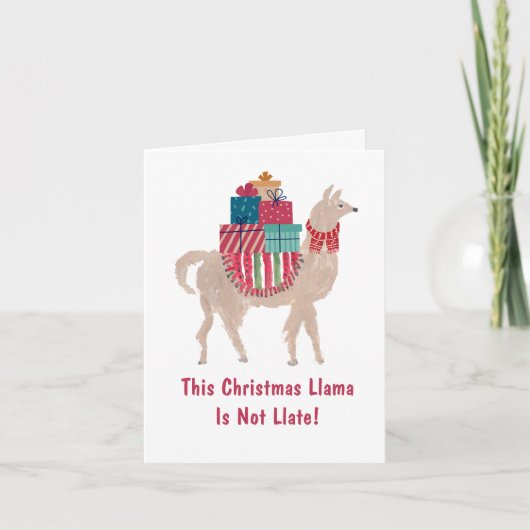 Cartes Pour Fêtes Annuelles Funny Llama Alpaca mignon unique Noël Belated (Devant)