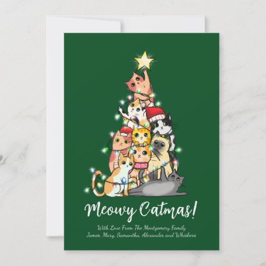 Cartes Pour Fêtes Annuelles Funny mignon Meowo Catmas Cat Christmas Tree (Devant)