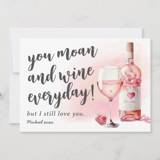 Cartes Pour Fêtes Annuelles Funny Moan and Wine Valentines Day (Devant)