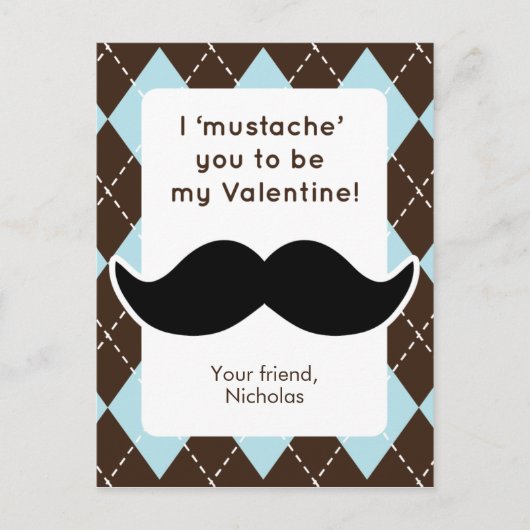 Cartes Pour Fêtes Annuelles Funny Mustache Classe Valentines (Devant)
