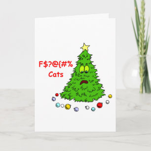 Cartes Pour Fêtes Annuelles Funny Noël Arbre F'n Chats Noël Blague