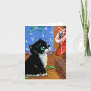 Cartes Pour Fêtes Annuelles Funny Noël Tuxedo Chat noir Créationarts