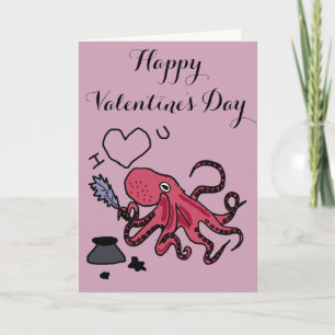 Cartes Pour Fêtes Annuelles Funny Octopus Love Design