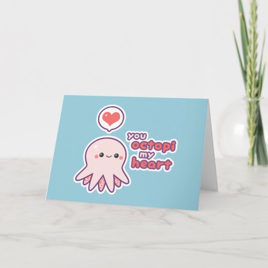 Cartes Pour Fêtes Annuelles Funny Octopus Valentine (Devant)
