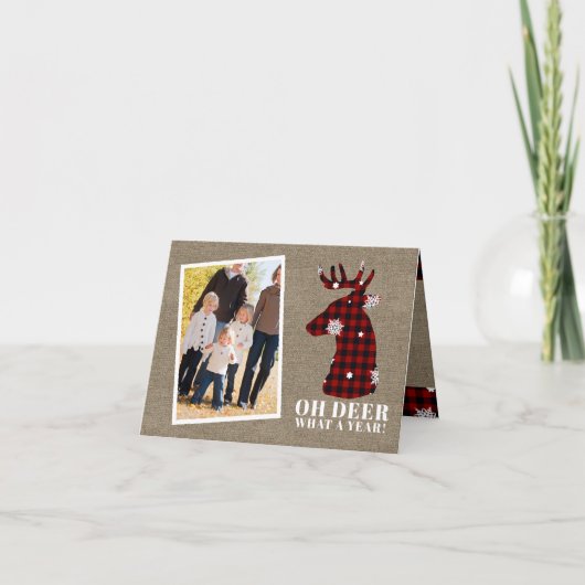 Cartes Pour Fêtes Annuelles Funny Oh Deer Burlap Noël (Devant)