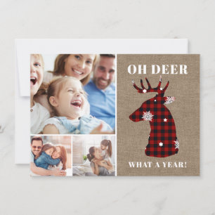 Cartes Pour Fêtes Annuelles Funny Oh Deer Plaid Snowflakes Photo Collage