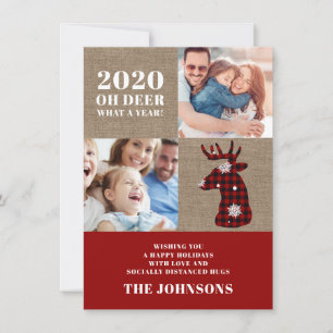 Cartes Pour Fêtes Annuelles Funny Oh Deer Plaid Snowflakes Photo Collage