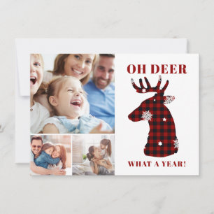 Cartes Pour Fêtes Annuelles Funny Oh Deer Plaid Snowflakes Photo Collage