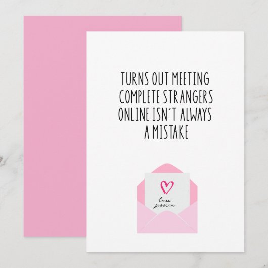Cartes Pour Fêtes Annuelles Funny Online Dating Valentine’s Day Card (Devant / Derrière)