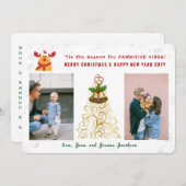 Cartes Pour Fêtes Annuelles Funny Pawsitive Rudolph 2 Photos mignonnes Moderne (Devant / Derrière)