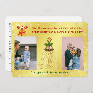 Cartes Pour Fêtes Annuelles Funny Pawsitive Rudolph Photos Lettre mignonne Or