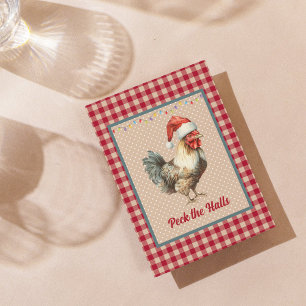 Cartes Pour Fêtes Annuelles Funny Peck Halls Rooster Ferme Noël