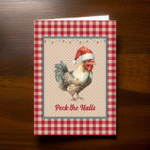 Cartes Pour Fêtes Annuelles Funny Peck Halls Rooster Ferme Noël