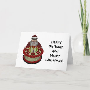 Cartes Pour Fêtes Annuelles Funny Père Noël Avec Gâteau D'Anniversaire