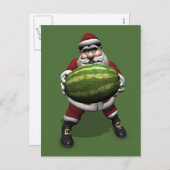 Cartes Pour Fêtes Annuelles Funny Père Noël Avec Melon Géant (Devant / Derrière)