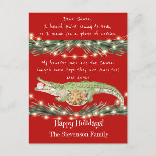 Cartes Pour Fêtes Annuelles Funny Père Noël Cookies Red Festive Gator