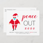 Cartes Pour Fêtes Annuelles Funny Père Noël Mask Peace Out 2020 Noël Nouvel An (Devant / Derrière)