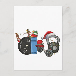 Cartes Pour Fêtes Annuelles Funny Père Noël Weighlifting Dumbbells Gym Noël