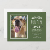 Cartes Pour Fêtes Annuelles Funny Pet Chien photo Ruff Année Green Christmas 2 (Devant / Derrière)