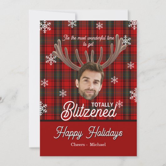 Cartes Pour Fêtes Annuelles Funny Photo Face Blitzened Sarcastic Christmas (Devant)