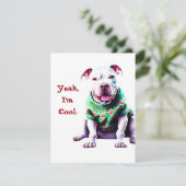 Cartes Pour Fêtes Annuelles Funny Pit Bull dans le pull de Noël (Debout devant)