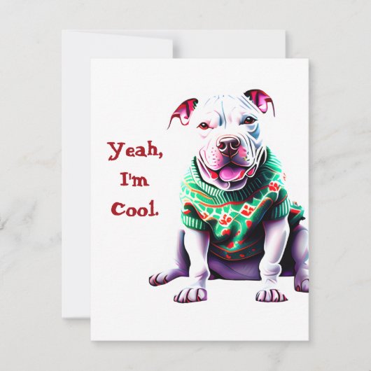 Cartes Pour Fêtes Annuelles Funny Pit Bull dans le pull de Noël (Devant)
