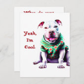 Cartes Pour Fêtes Annuelles Funny Pit Bull dans le pull de Noël (Devant / Derrière)