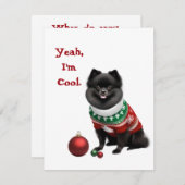 Cartes Pour Fêtes Annuelles Funny Pomeranian dans le pull de Noël (Devant / Derrière)