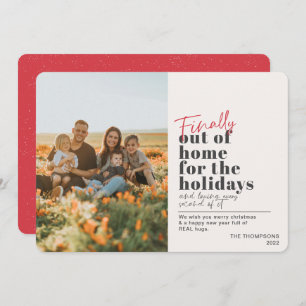 Cartes Pour Fêtes Annuelles Funny Post Covid Finally Out Of Home Red Photo