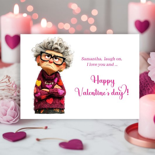 Cartes Pour Fêtes Annuelles Funny Quirky Grumpy Lady Valentine’s Day Card