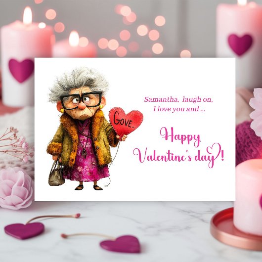 Cartes Pour Fêtes Annuelles Funny Quirky Grumpy Old Lady Valentine Card