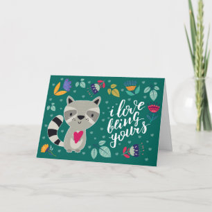 Cartes Pour Fêtes Annuelles Funny Raccoon Saint Valentin