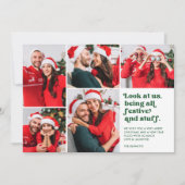 Cartes Pour Fêtes Annuelles Funny Regardez-nous 5 Collage photo Noël | Vert (Devant)