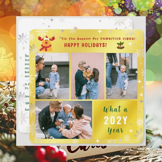 Cartes Pour Fêtes Annuelles Funny Rudolph Joyeuses Vacances Mignonnes Golden 4