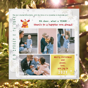 Cartes Pour Fêtes Annuelles Funny Rudolph Oh Deer Peace Love Joy Golden Photo