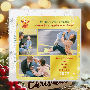 Cartes Pour Fêtes Annuelles Funny Rudolph Oh Deer Peace Love Joy Golden Photo