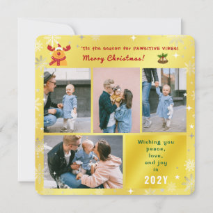 Cartes Pour Fêtes Annuelles Funny Rudolph Peace Love Joy Photos Elégant Golden