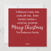 Cartes Pour Fêtes Annuelles Funny Santa Card with Inflation Rhyme (Dos)