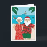 Cartes Pour Fêtes Annuelles Funny Santa Claus Beach Christmas<br><div class="desc">Fun illustration of Santa and Mrs Claus taking a selfie on their beach vacation. In the background is a trio of reindeer enjoying the ocean.</div>
