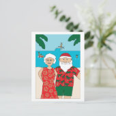 Cartes Pour Fêtes Annuelles Funny Santa Claus Beach Noël (Debout devant)