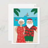 Cartes Pour Fêtes Annuelles Funny Santa Claus Beach Noël (Devant / Derrière)
