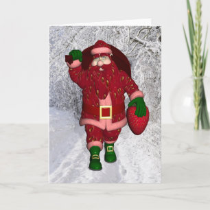 Cartes Pour Fêtes Annuelles Funny Santa Claus Fraise Farmer