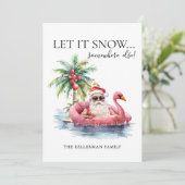 Cartes Pour Fêtes Annuelles Funny Santa Claus Plage tropicale Noël (Debout devant)