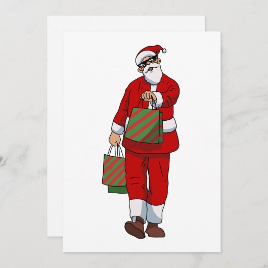 Cartes Pour Fêtes Annuelles Funny santa claus shopping (Devant / Derrière)